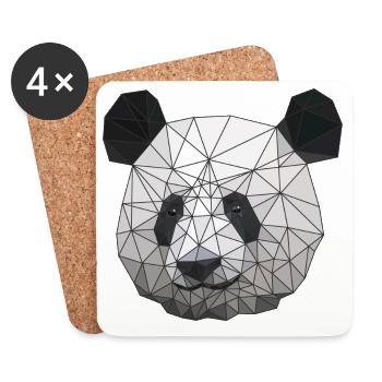 Polygonal Panda Bear Low Poly Art Triangle Shapes - Coasters (set of 4) - white - Front