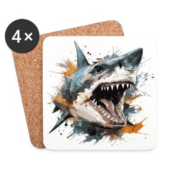 Sharkhead - Untersetzer (4er-Set) - Weiß - Vorne