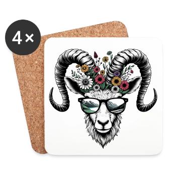 Capricorn Mountains Hiking Sunglasses Zodiac - Coasters (set of 4) - white - Front