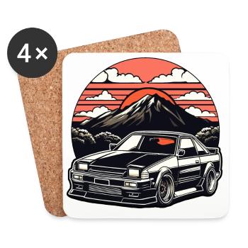 JDM car Japanese Retro Car Racing Drifting Legend - Coasters (set of 4) - white - Front
