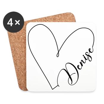 Denise Name Herzlinie - Untersetzer (4er-Set) - Weiß - Vorne