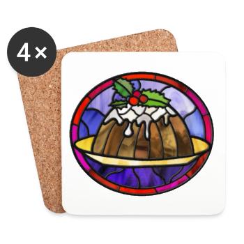Christmas pudding. Christmas illustration - Coasters (set of 4) - white - Front