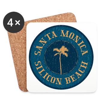 Santa Monica Retro Logo – Silicon Beach Style - Coasters (set of 4) - white - Front