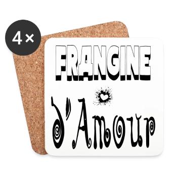 Frangine Amour Cœur Sœur - Dessous de verre (lot de 4) - blanc - Devant