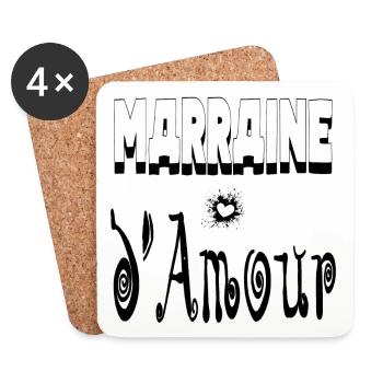 Marraine Amour Cœur - Dessous de verre (lot de 4) - blanc - Devant