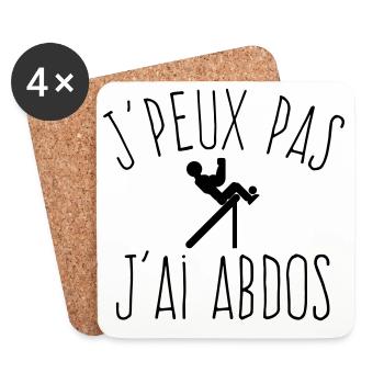 J'peux pas j'ai Abdos - Humour Musculation - Dessous de verre (lot de 4) - blanc - Devant