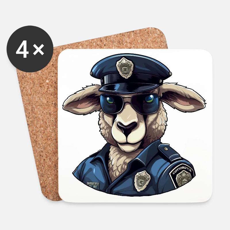 Schaf Polizist - Untersetzer (4er-Set) - Weiß