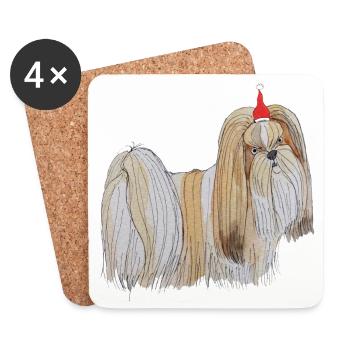 Lhasa Apso Weihnachten - Untersetzer (4er-Set) - Weiß - Vorne