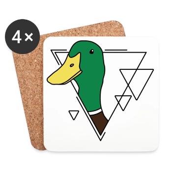 Canard coloré en design géométrique - Dessous de verre (lot de 4) - blanc - Devant