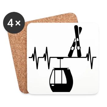 Ski Heartbeat - Coasters (set of 4) - white - Front