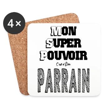 Mon Super Pouvoir Etre Parrain - Dessous de verre (lot de 4) - blanc - Devant