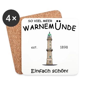 Rostock Warnemünde Einfach schön, Handzeichnung - Untersetzer (4er-Set) - Weiß - Vorne