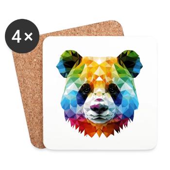 Panda Head - Colorful - Coasters (set of 4) - white - Front