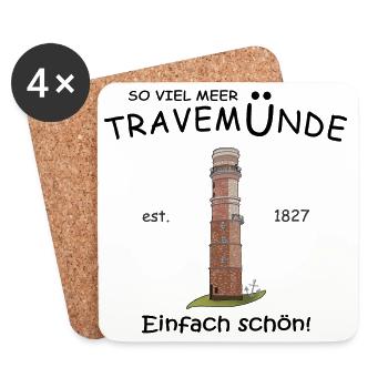 Travemünde Lübeck, Einfach schön, Handzeichnung - Untersetzer (4er-Set) - Weiß - Vorne