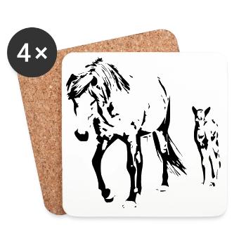 Horses T-shirt Gift Rider - Coasters (set of 4) - white - Front