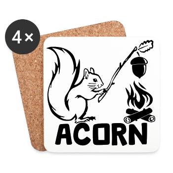 Acorn - Hungry Squirrel [Black] - Coasters (set of 4) - white - Front