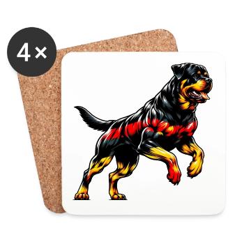 Rottweiler Deutschland Hunde Design - Untersetzer (4er-Set) - Weiß - Vorne