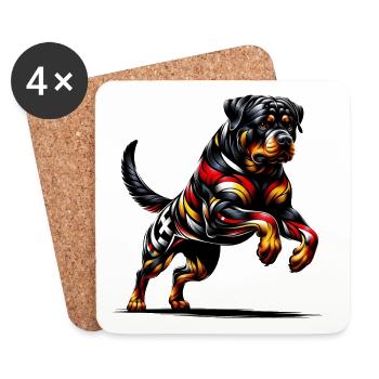 Rottweiler Flagge Deutschland Design - Untersetzer (4er-Set) - Weiß - Vorne