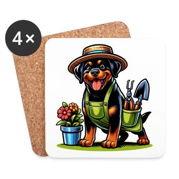 Rottweiler Hunde Gärtner Design - Untersetzer (4er-Set) - Weiß - Vorne