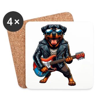Rottweiler Hunde Gitarre Design - Untersetzer (4er-Set) - Weiß - Vorne