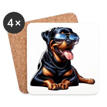 Rottweiler Hunde Design - Untersetzer (4er-Set) - Weiß - Vorne