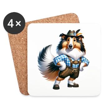 Collie Hund Bayern - Dessous de verre (lot de 4) - blanc - Devant