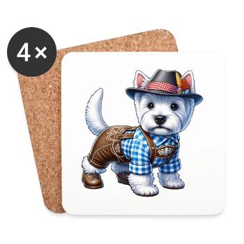 West Highland White Terrier Dog Bavaria - Coasters (set of 4) - white - Front