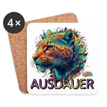 Werte mit Tieren: Ausdauer - Untersetzer (4er-Set) - Weiß - Vorne