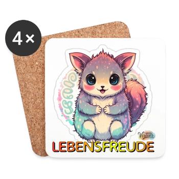 Werte mit Tieren: Lebensfreude - Untersetzer (4er-Set) - Weiß - Vorne
