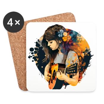 Ein Mädchen mit Gitarre - Untersetzer (4er-Set) - Weiß - Vorne