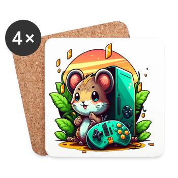 Gaming Maus - Untersetzer (4er-Set) - Weiß - Vorne