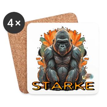 Werte mit Tieren: Stärke - Untersetzer (4er-Set) - Weiß - Vorne
