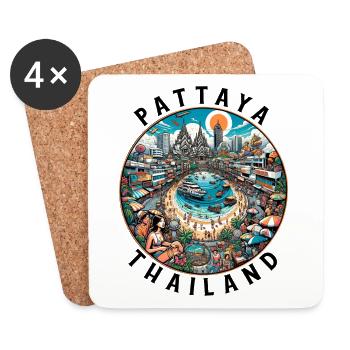 Design de voyage à Pattaya en Thaïlande - Dessous de verre (lot de 4) - blanc - Devant