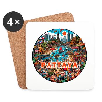 Design de Pattaya en Thaïlande - Dessous de verre (lot de 4) - blanc - Devant