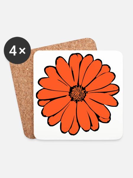 Blume orange Gesychenk Geburtstag - Untersetzer (4er-Set) - Weiß