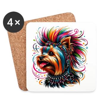 Yorkshire Terrier Punk - Untersetzer (4er-Set) - Weiß - Vorne