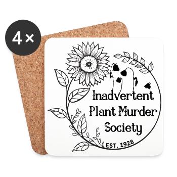 Inadvertent Plant Murder Society - Gardener Humour - Coasters (set of 4) - white - Front