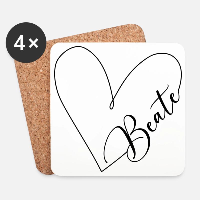 Beate Name Herzlinie - Untersetzer (4er-Set) - Weiß