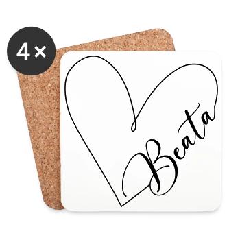 Beata Name Heart Line - Coasters (set of 4) - white - Front