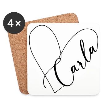 Carla Name Heart Line - Coasters (set of 4) - white - Front
