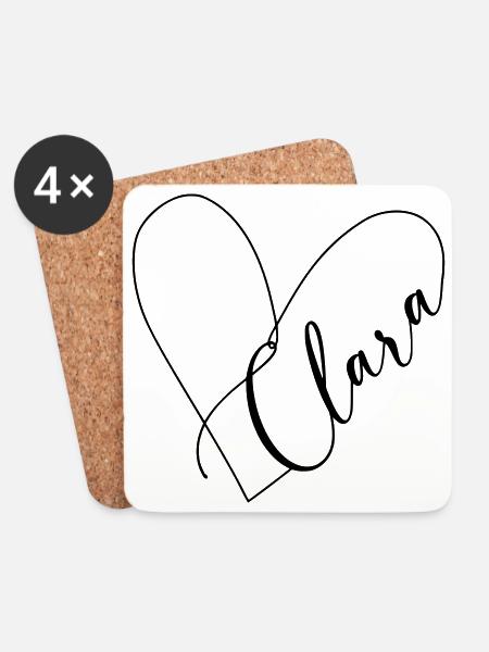 Clara Name Herzlinie - Untersetzer (4er-Set) - Weiß
