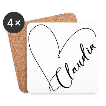 Claudia Name Heart Line - Coasters (set of 4) - white - Front
