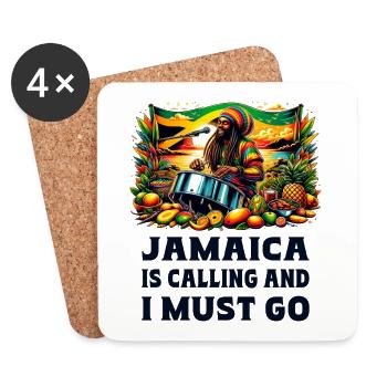 La Jamaïque appelle Je dois y aller - Dessous de verre (lot de 4) - blanc - Devant
