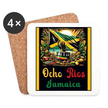 Design reggae jamaïcain Ocho Rios - Dessous de verre (lot de 4) - blanc - Devant