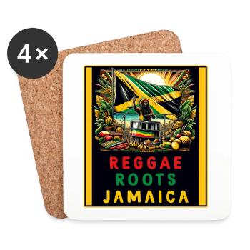 Reggae Wurzeln Jamaika - Untersetzer (4er-Set) - Weiß - Vorne