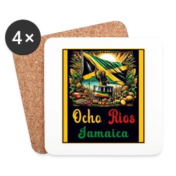 Design reggae jamaïcain Ocho Rios - Dessous de verre (lot de 4) - blanc - Devant
