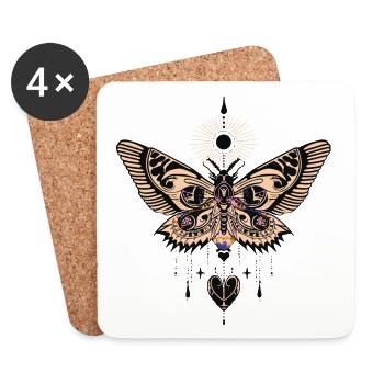 Mystical Moth and Celestial Aura Design - Coasters (set of 4) - white - Front