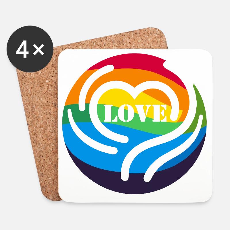 LOVE Rainbow - Untersetzer (4er-Set) - Weiß