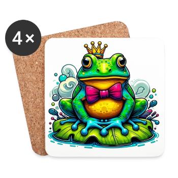 Grenouille à la couronne du roi - Dessous de verre (lot de 4) - blanc - Devant