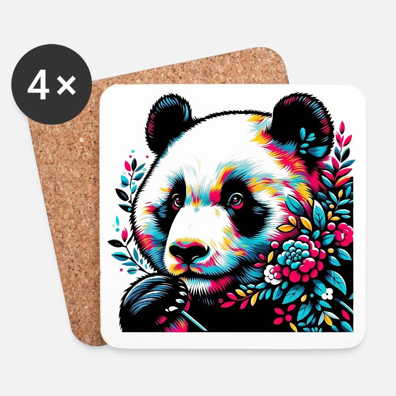 Panda - Untersetzer (4er-Set) - Weiß
